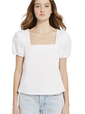 Alice and Olivia Bernice square neck, puff sleeve top